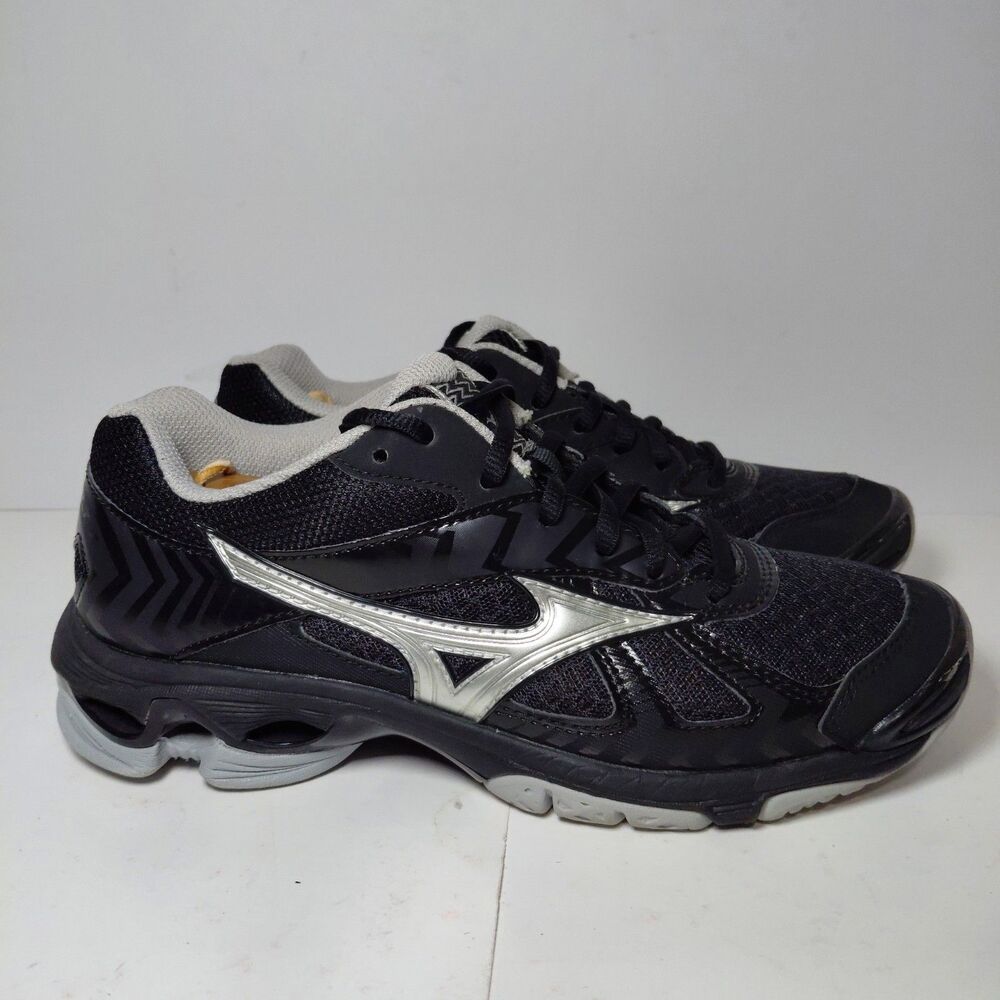 MIZUNO Womens WAVE BOLT 7 Volleyball Shoes-Black/Silver Size 7.5